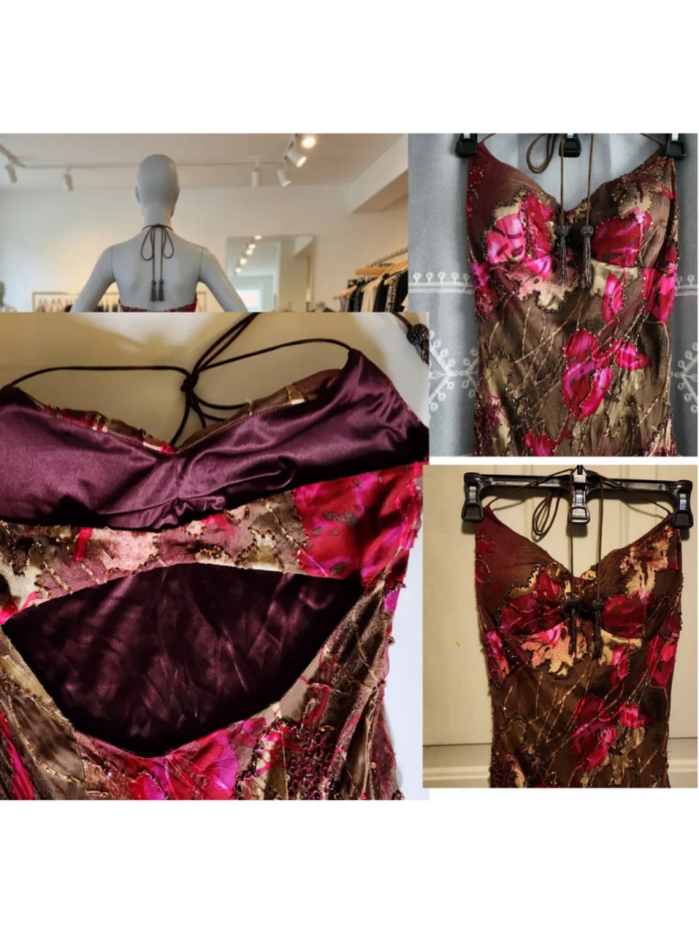 Vintage Sue Wong Nocturne Silk Dress Set 6 Beaded Asymmetric High Low Whimsigoth